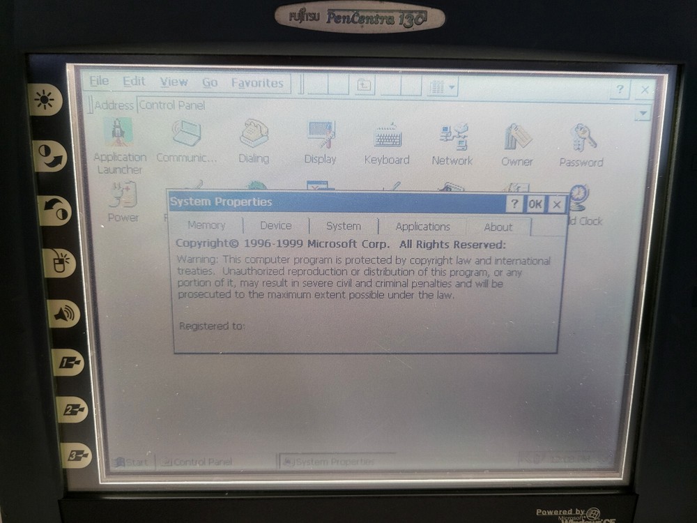 Vintage 1990's Fujitsu PenCentra 130 Handheld PC Windows CE (Powers On)