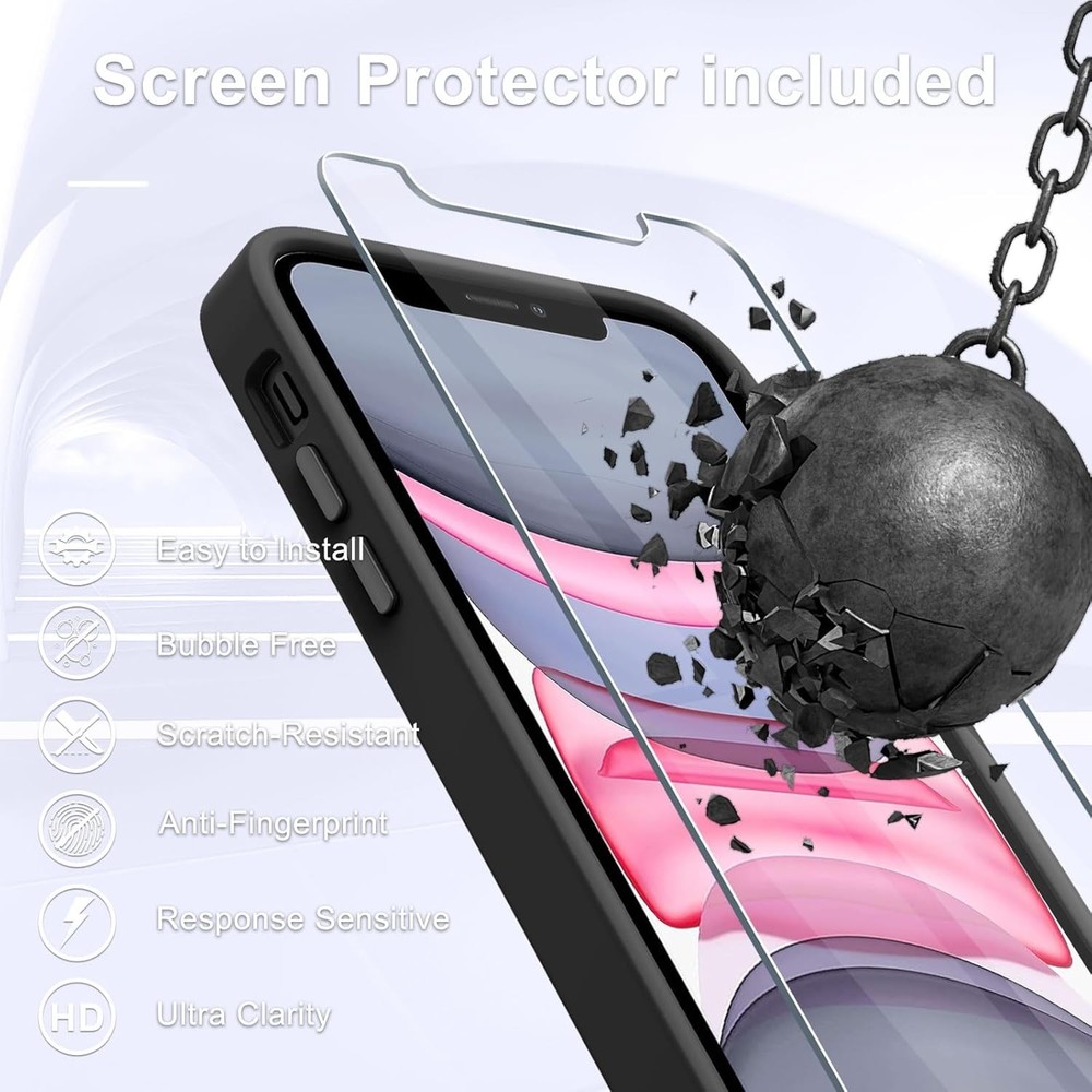 for iPhone 12 Case, 12 Pro with 1 Screen Protector, Matte Black