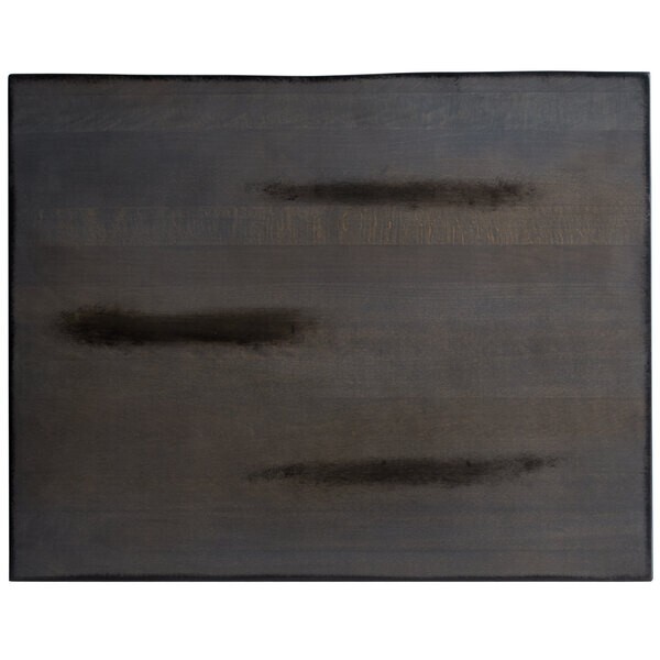 24" x 30" Rectangular Solid Wood Live Edge Restaurant Table Top in Gray Wood Fin