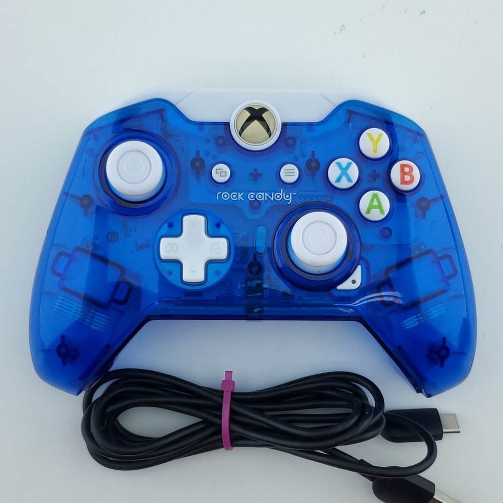 PDP 048-036 Rock Candy Wired Gaming Controller Clear Blue For Xbox One & PC