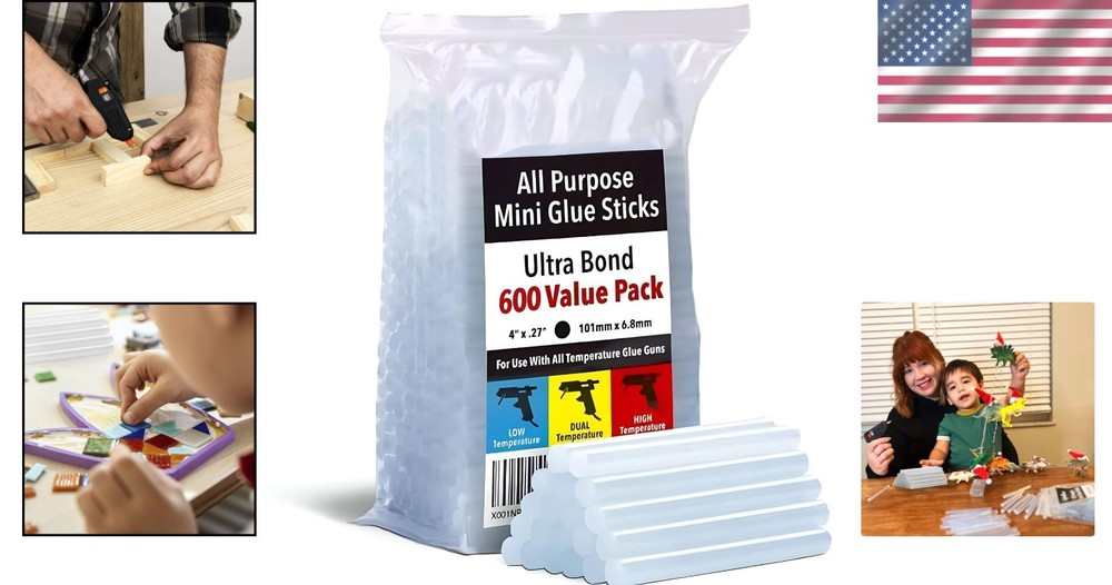 Mini Hot Glue Sticks Bulk - Clear, 600 Count