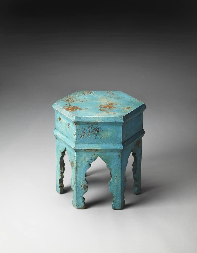 Beaumont Lane Modern Transitional Solid Wood Bunching Table in Blue