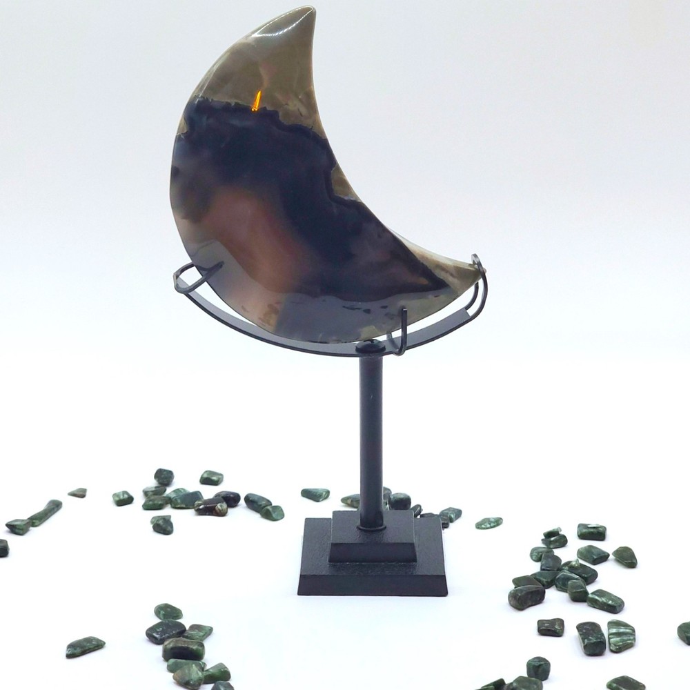 Volcano Agate Moon #3- UV Reactive- WYSIWYG
