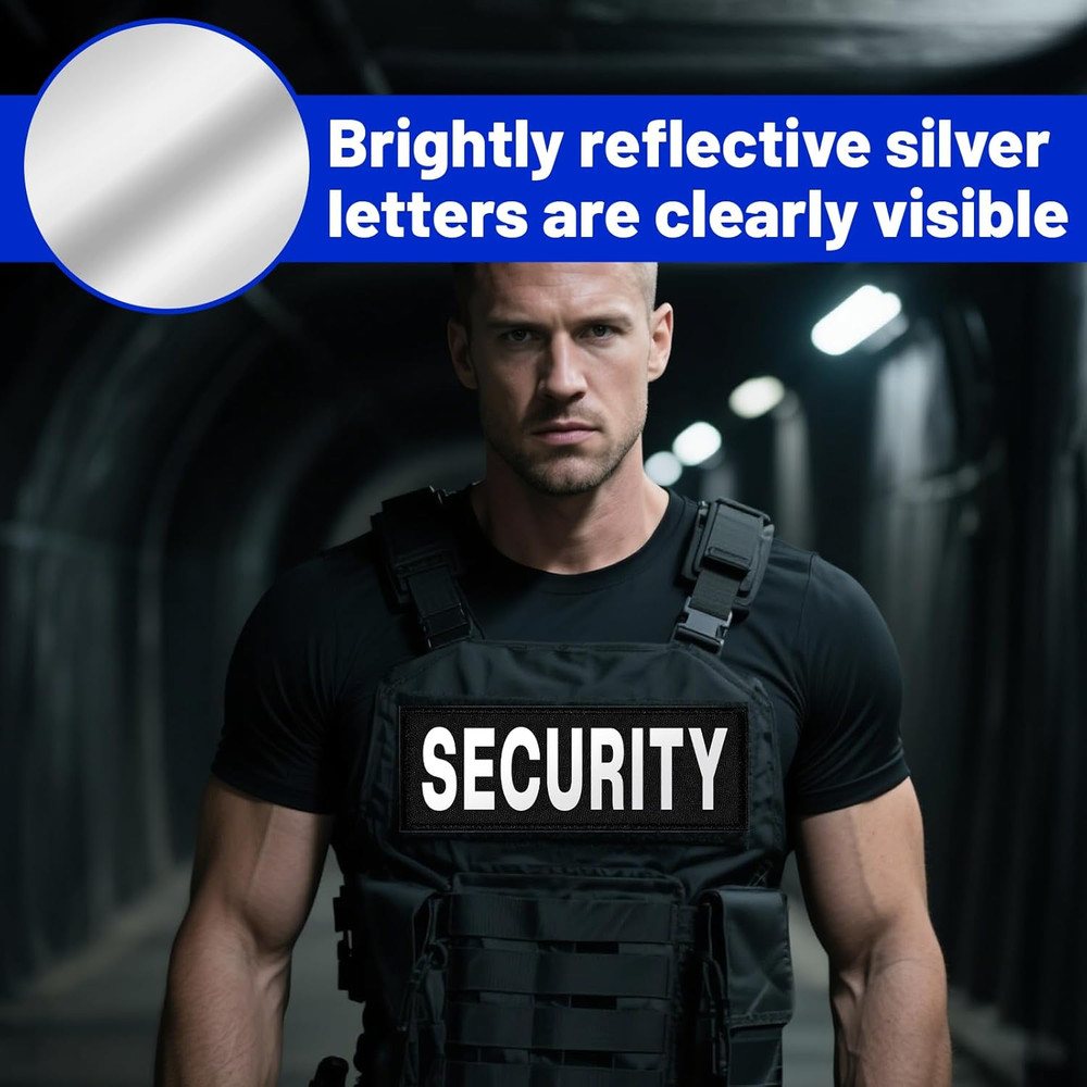 Security Patch, 2 Pcs Reflective Security Hook and Loop Patch for Vest Printed L