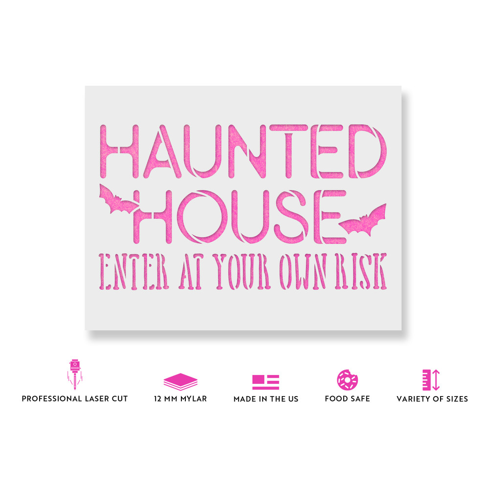 Haunted House Bats Stencil - Reusable Stencils for DIY Projects