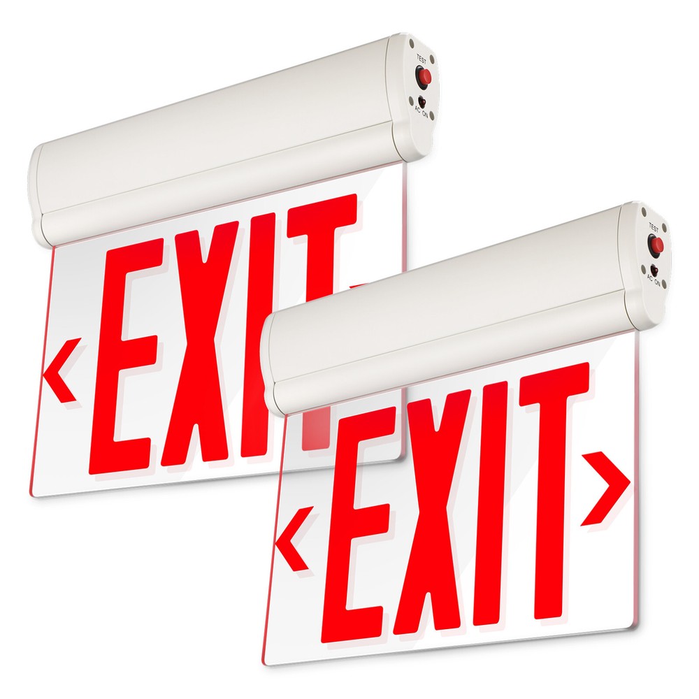 2-Pack LED Edge Lit Exit Sign, with Rotating Clear Panel, Single Acrylic Face