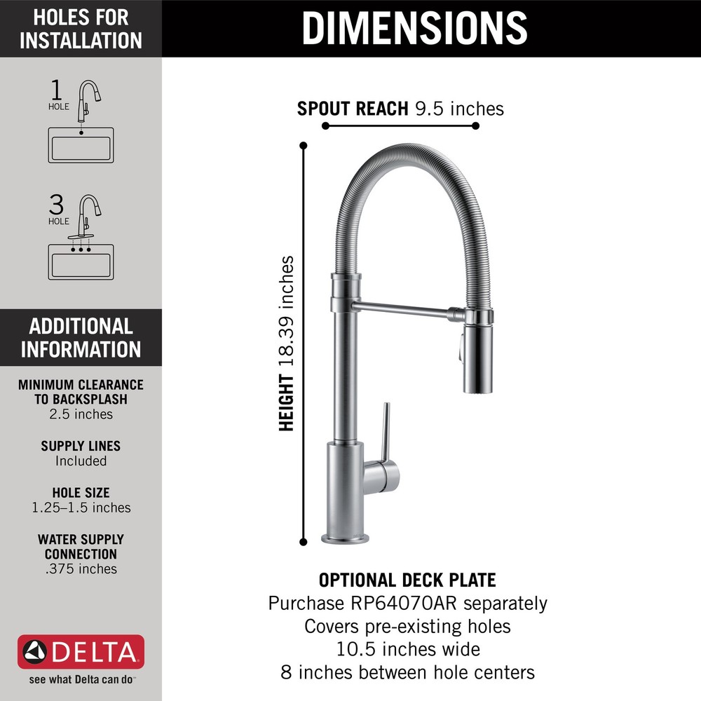 Delta Trinsic Single-Handle Pull-Down Spring Kitchen Faucet - Arctic Stainless