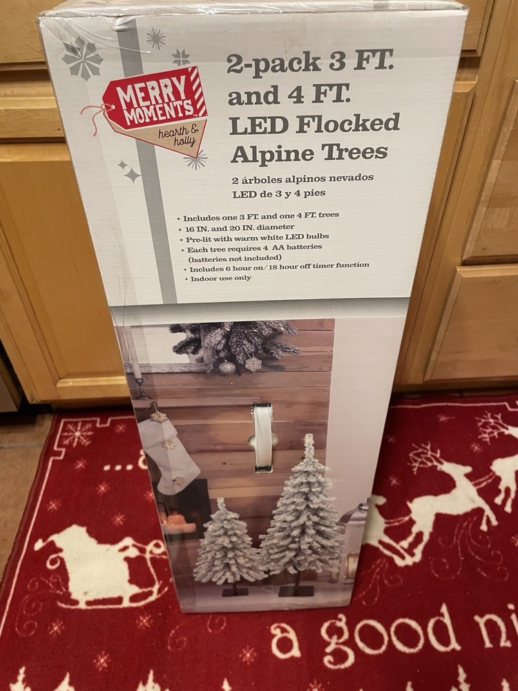 Alpine Trees - 2 pack 3 ft and 4 ft LED Flocked
