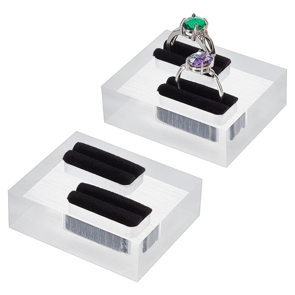 DIY Jewelry Display 2pcs Rectangle Acrylic Finger Ring Display Holders