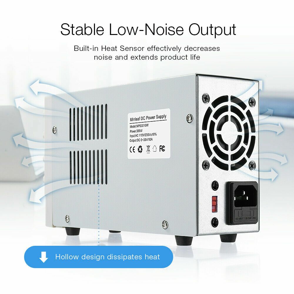 0-30V 0A-10A DC Power Supply Precision Variable Digital Adjustable Lab Grade USA