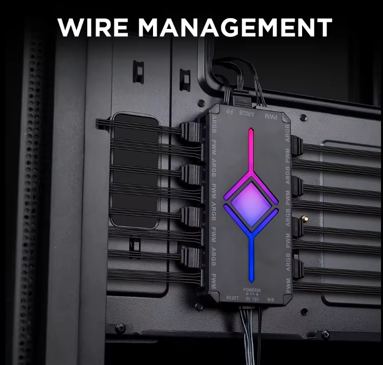 9 RGB / ARGB Fan PWM Strip Controller Hub Splitter with Remote for Computer PC