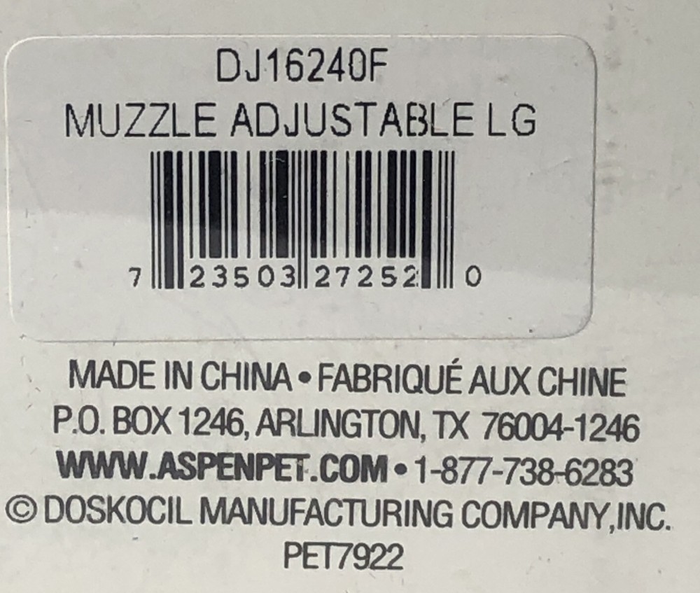 Aspen Pet Adjustable Muzzle Large Black DJ16240F