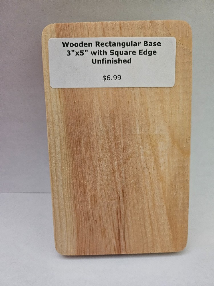 Natural Rectangular Wood Base for Crafts 3"x5"