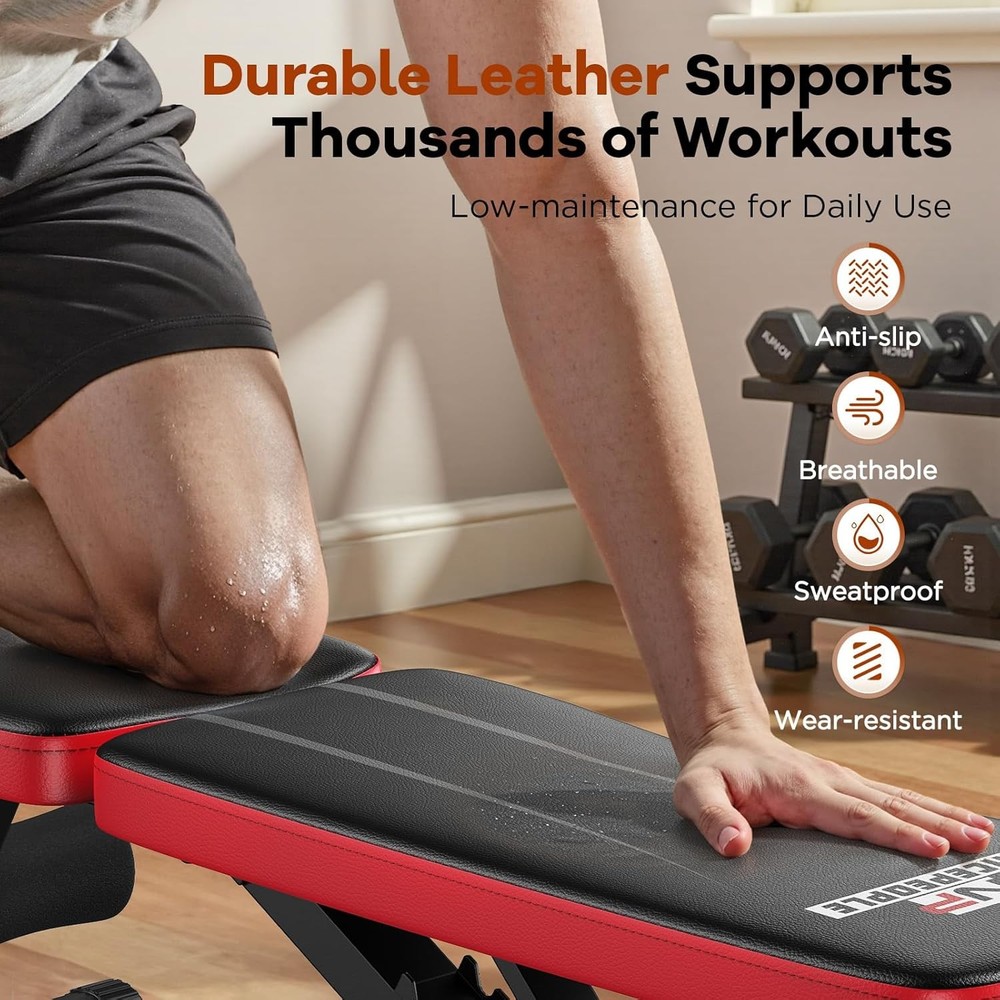 Basic Weight Bench for Home Gym, 8 Backrests Adjustable Bench with 660LBS