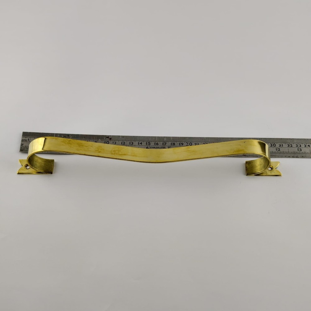 2 large D PULL 12" handle heavy ribbon solid heavy brass old style kitchen GRAB