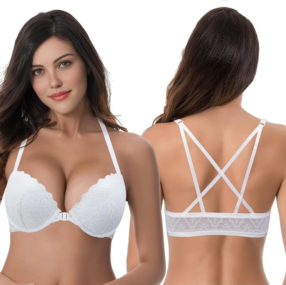 Curve Muse Attractive Push Up Front Closure Bra 46B 2-Pack Padded Underwire
