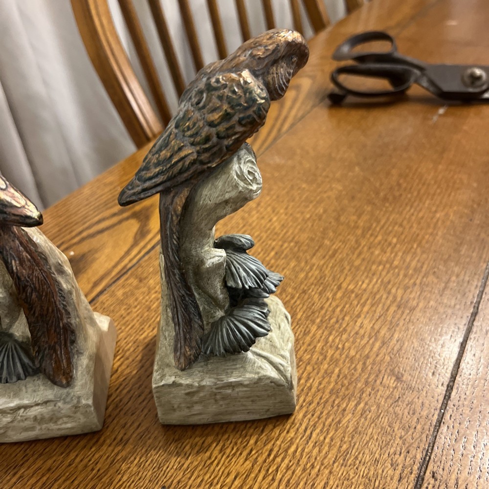 Vintage Parrot Parakeet Pair Bookends