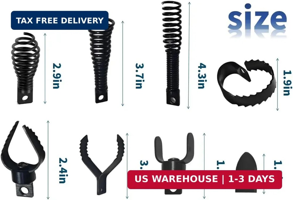 9 PCS Drain Snake Drill Attachment,Drain Cleaner Combination Cutter Head,Root Cu