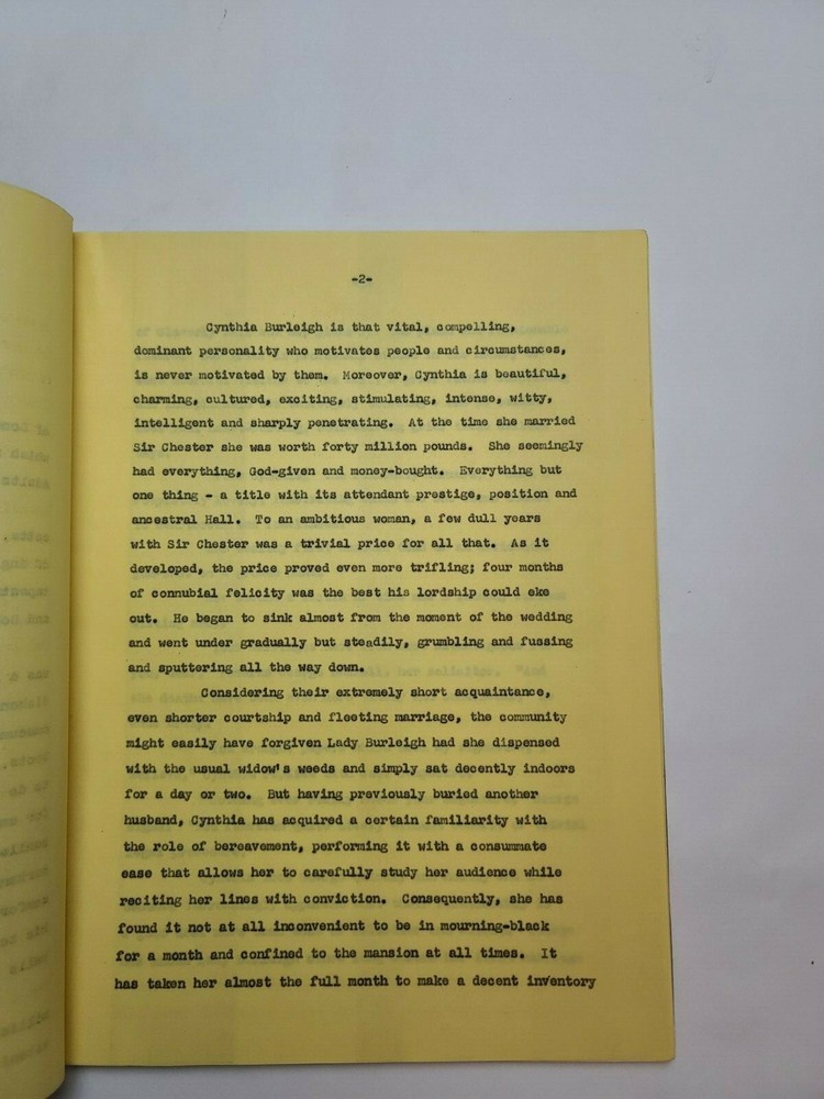 NIGHTFALL / Jameson Brewer 1960's Unproduced TV Script SYNOPSIS