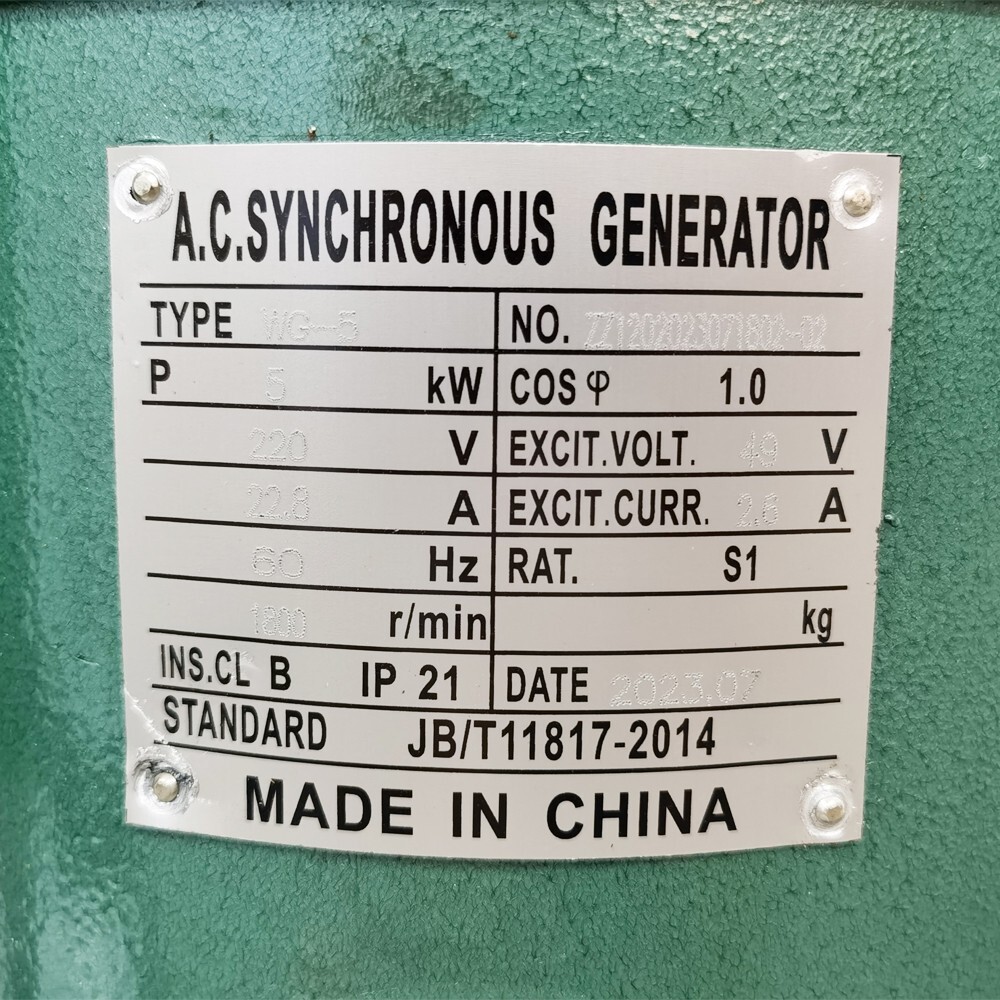 5KW Power Generation Equipment Automatic Regulated Hydraulic Generator Set