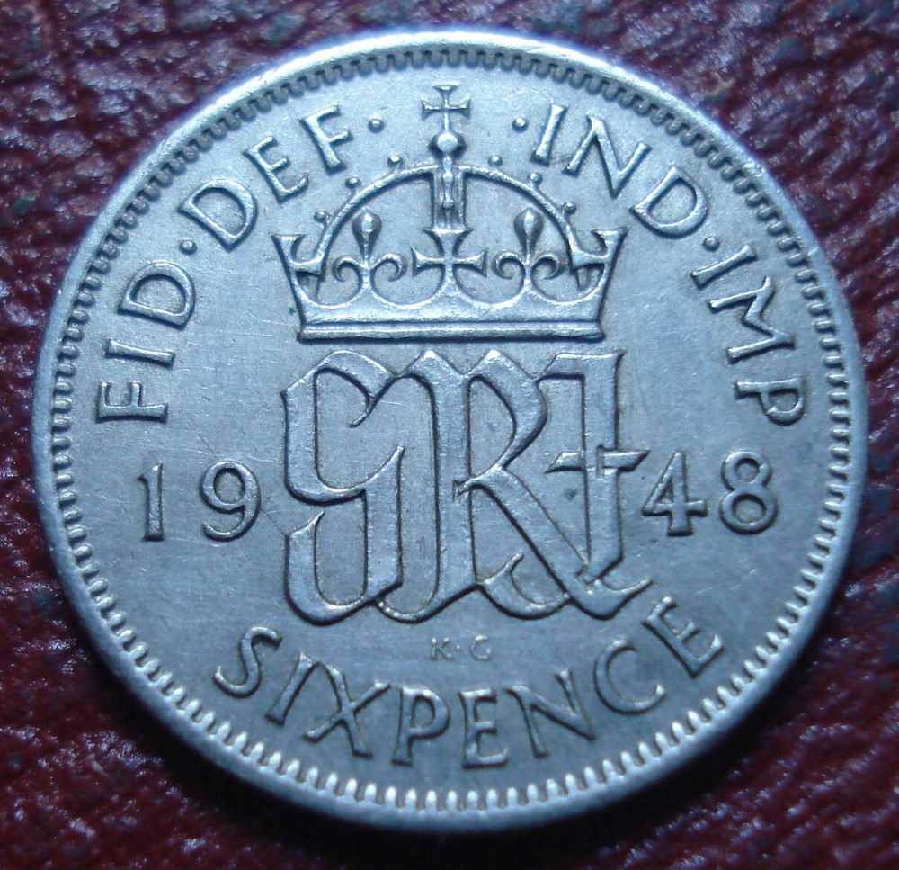 1948 BRITISH SIX PENCE IN VF-EF CONDITION