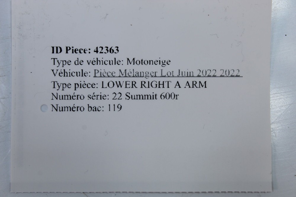 21-22 Ski-doo Summit 600r Right Front Lower Suspension Control A Arm