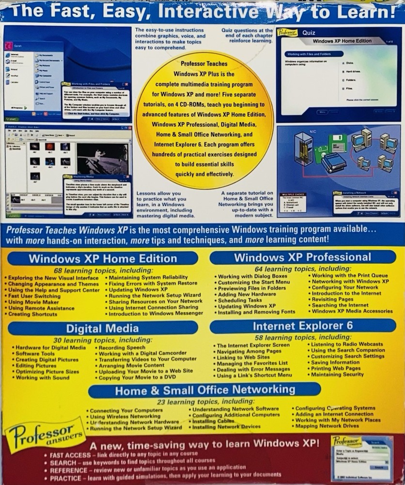 Microsoft Windows XP Professor Teaches 5 CD Program Tutorial Set 2000/ME/98/NT