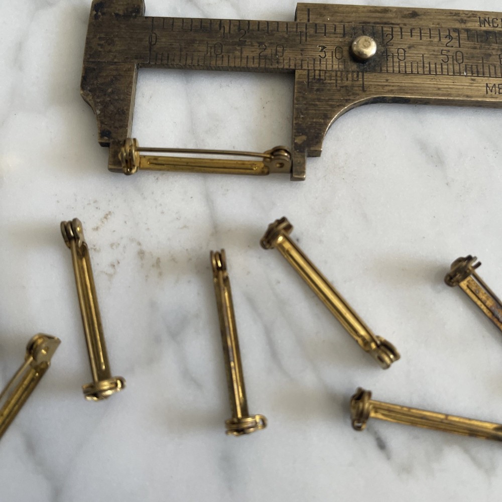 36 Vintage Brass Pin Assemblies 26mm
