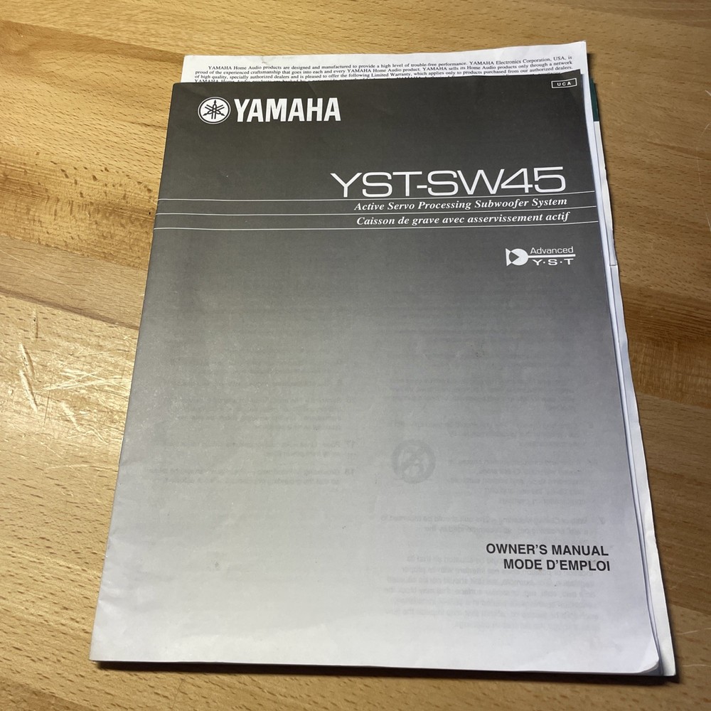 Yamaha YST-SW45 Owners Manual Active Servo Processing Subwoofer System