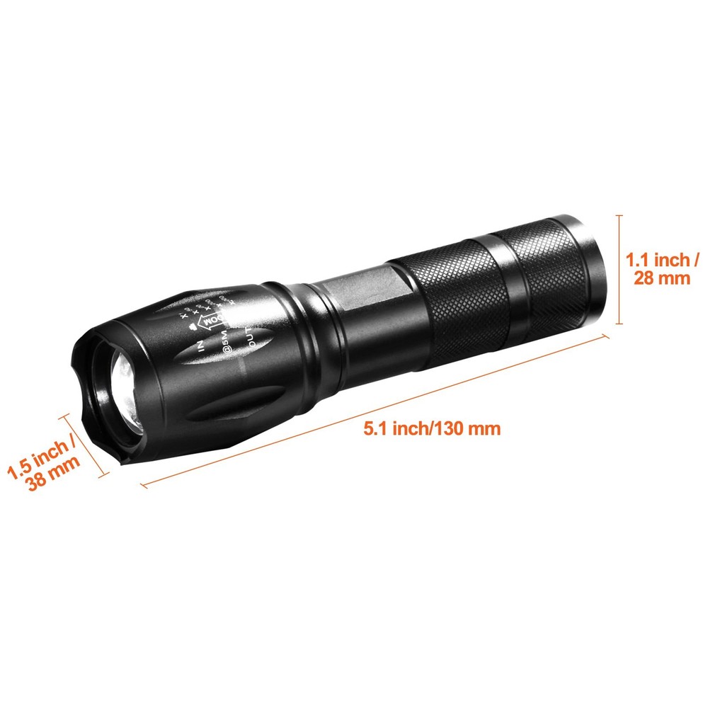 2 Pack Flashlights Torch 2000 High Lumens 5 Modes Adjustable Focus Flashli