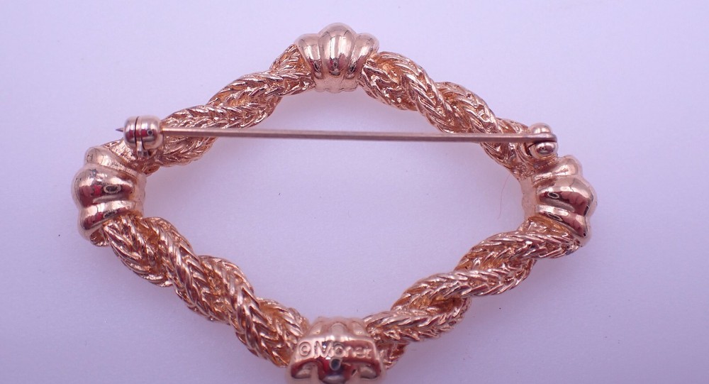 Gold Tone Monet Twisted Triangle Brooch