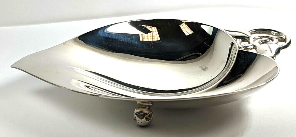 Tiffany & Co. Sterling Silver Candy Nut Apple Leaf 3 Footed Dish