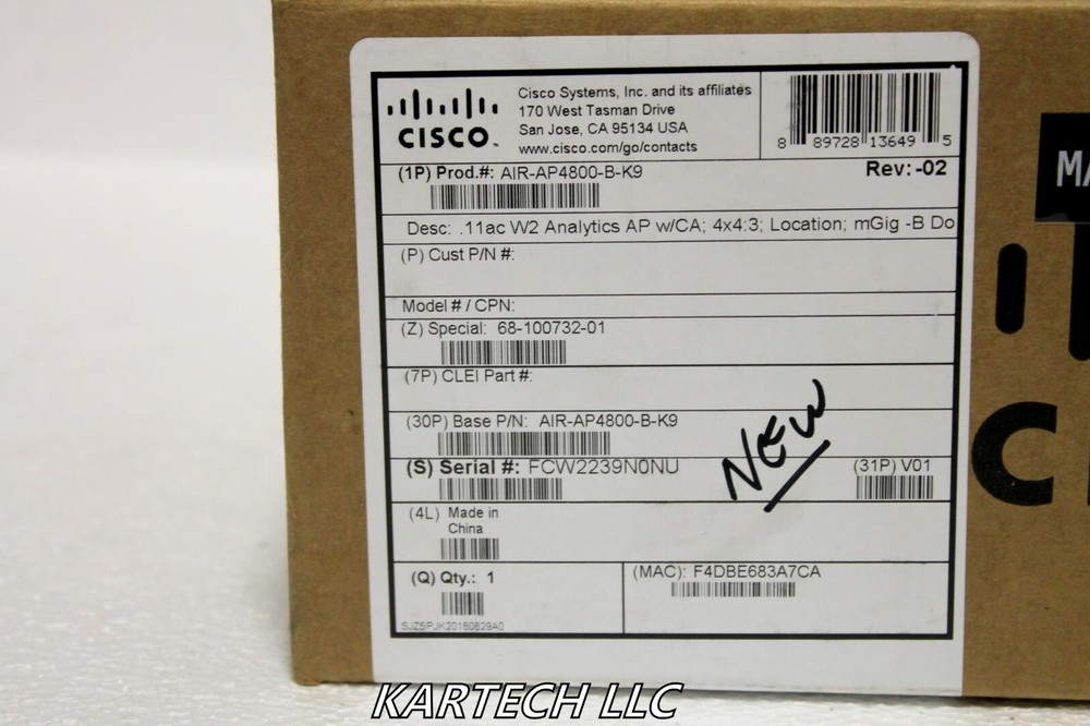 NEW Cisco AIR-AP4800-B-K9 4800 Wireless Access Point