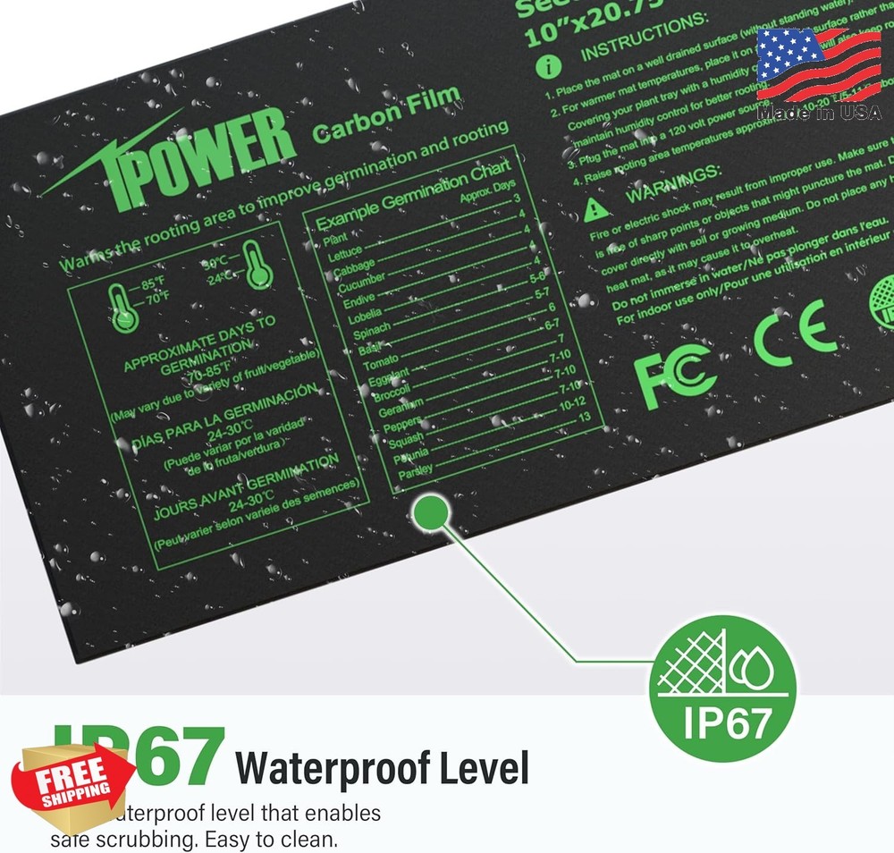iPower Seedling Heat Mat 10 with Dual Digital Temperature Controller