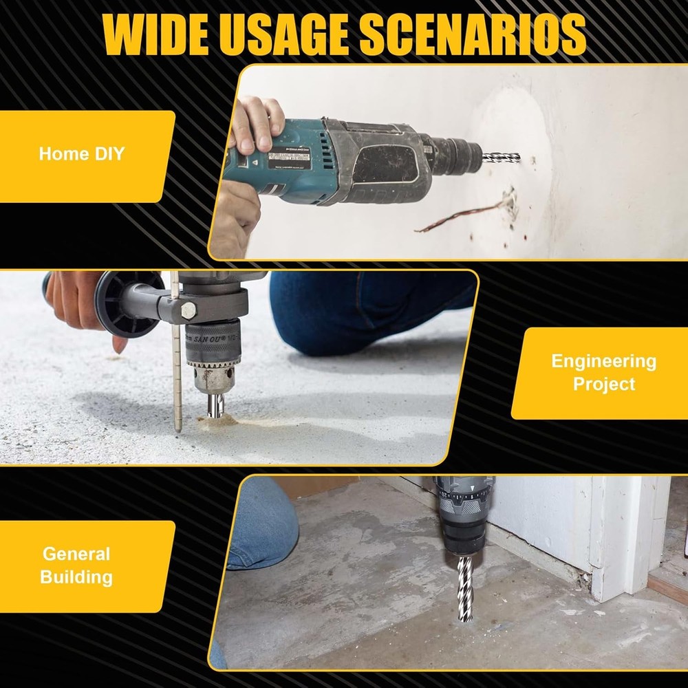 1/2x12 SDS-Plus Rotary Hammer Drill Bit, Carbide Tip 4-Cutter 1/2x12"(2pcs)