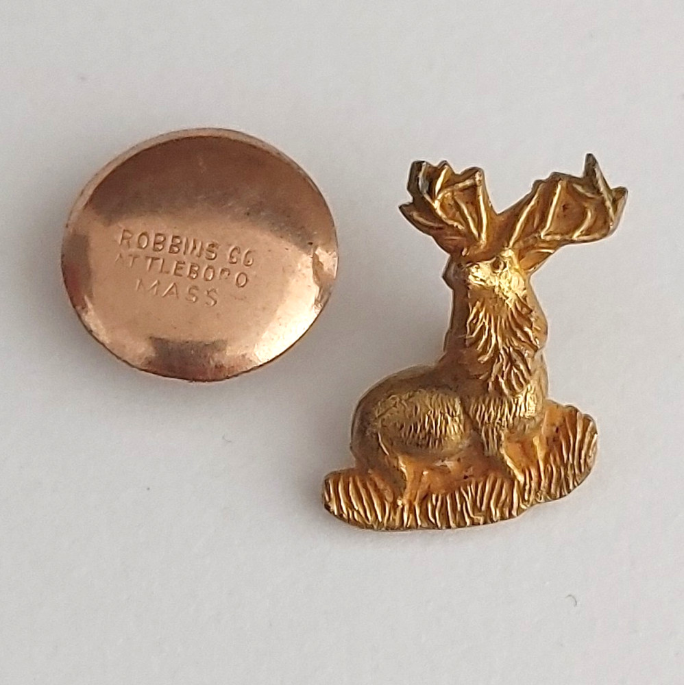 Vintage Screw Back Pin ELK  Made by Robbins Co. Attleboro, Mass Old