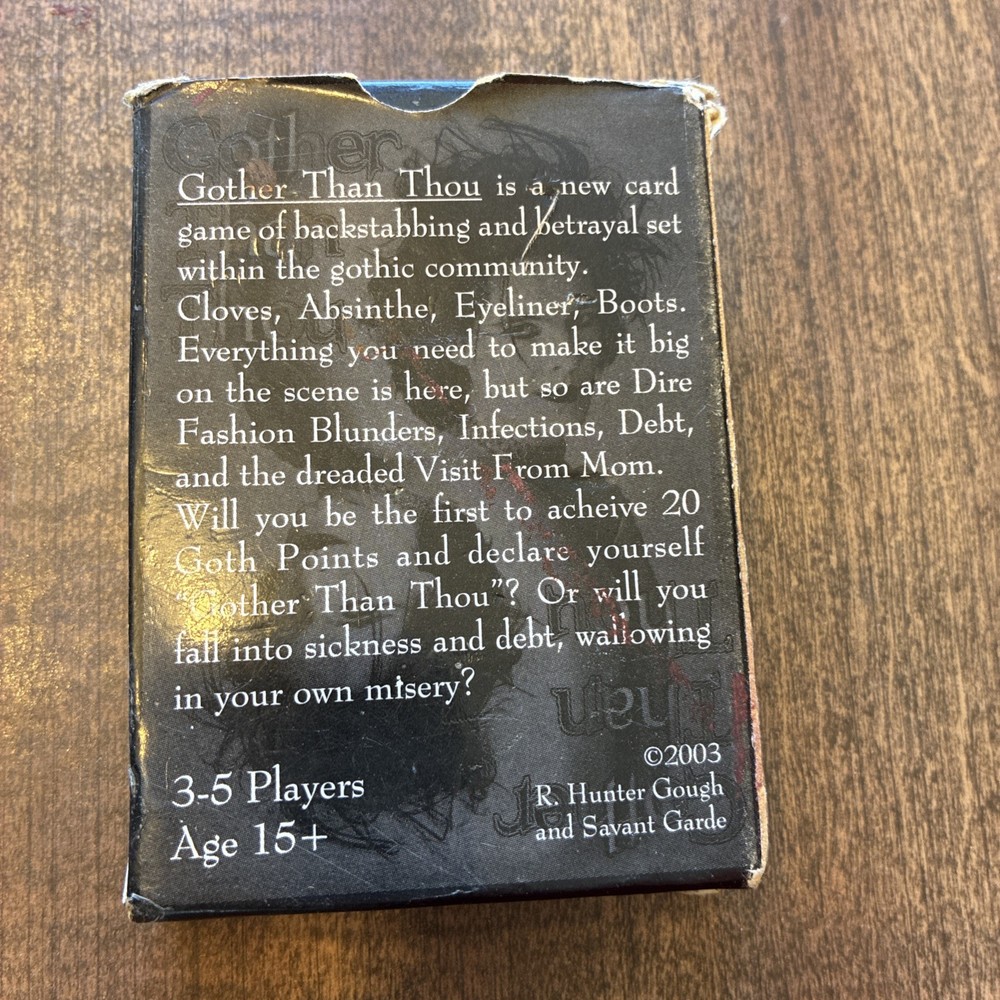 Gother Than Thou Card Game OOP MIP RARE