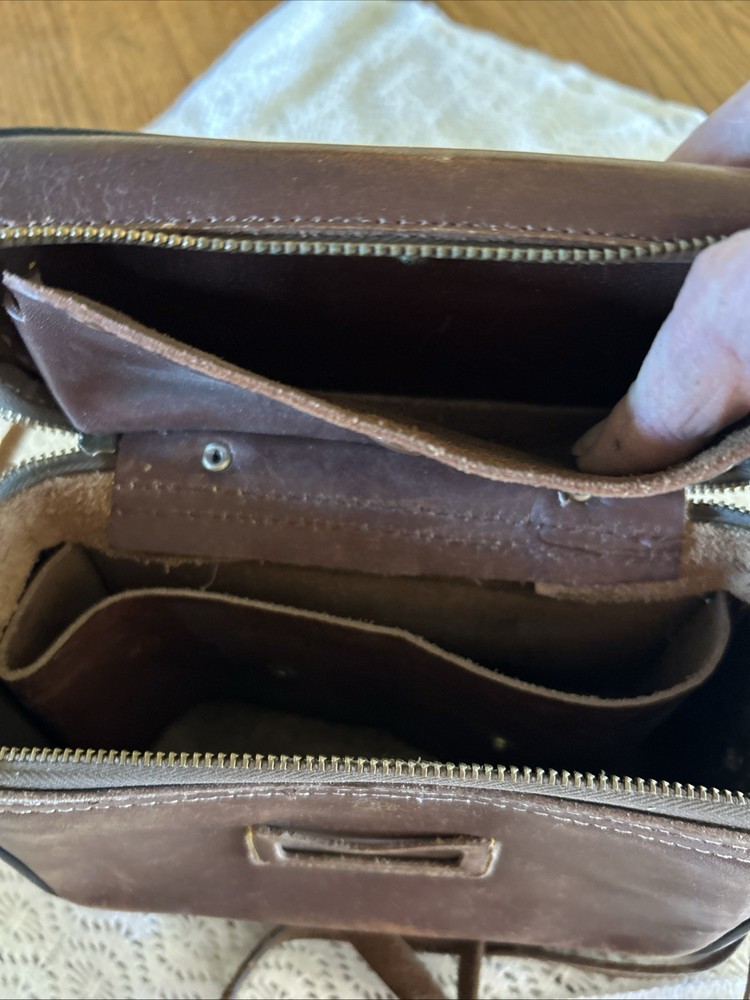 Vintage Service Brown Stitched Leather Camera Case & Strap
