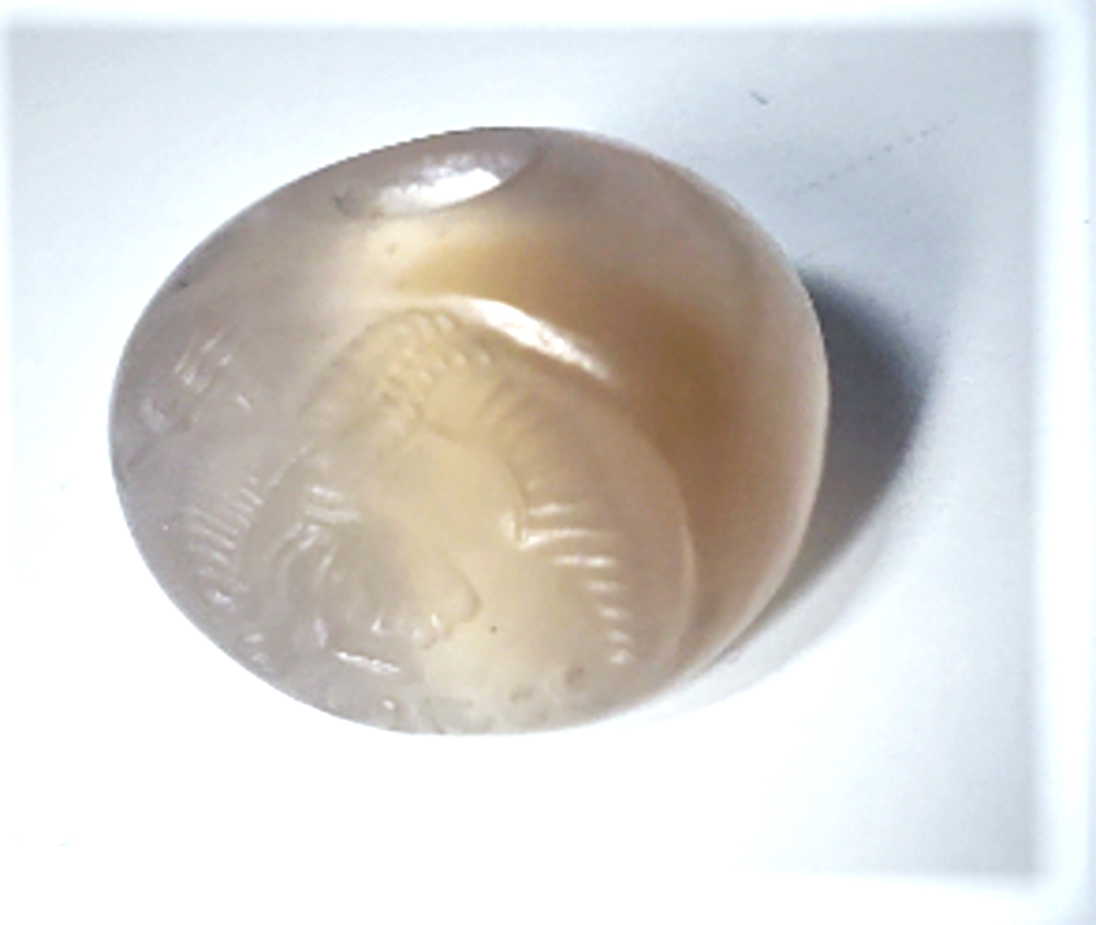 Ancient Chalcedony King or Noble Portrait Stamp Seal w Parthian Script Caption