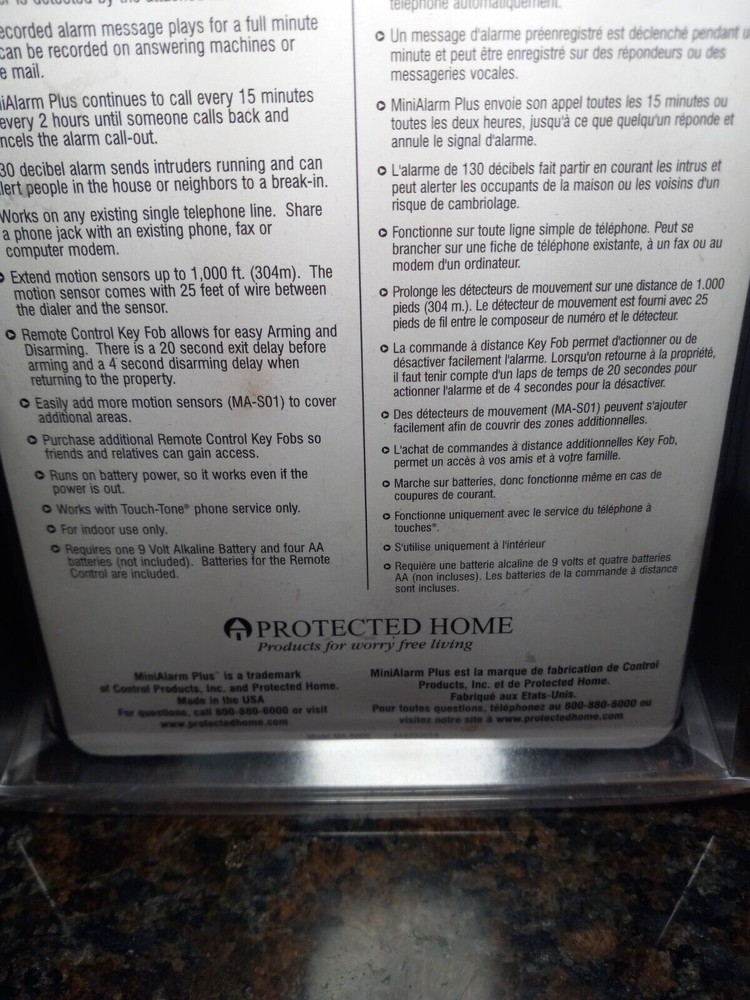 Protected Home Mini Alarm Plus Motion Sensor Home Security System Model MA-5000