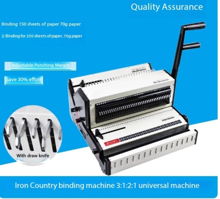 2:1 and 3:1 Punching Machine WW2018 Large Square Hole Iron Ring Binding Machine