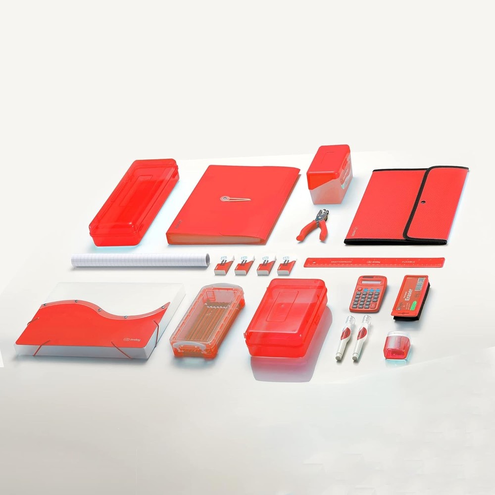 Double Deck Large Pencil Box Red