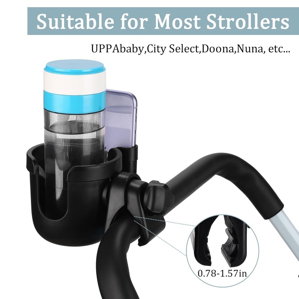 Universal Stroller Cup Holder, Adjustable Drink Holder with Phone Holder for ...