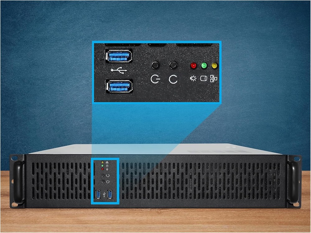 2U Server Rackmount Case 4x3.5 2x2.5 Bays ATX