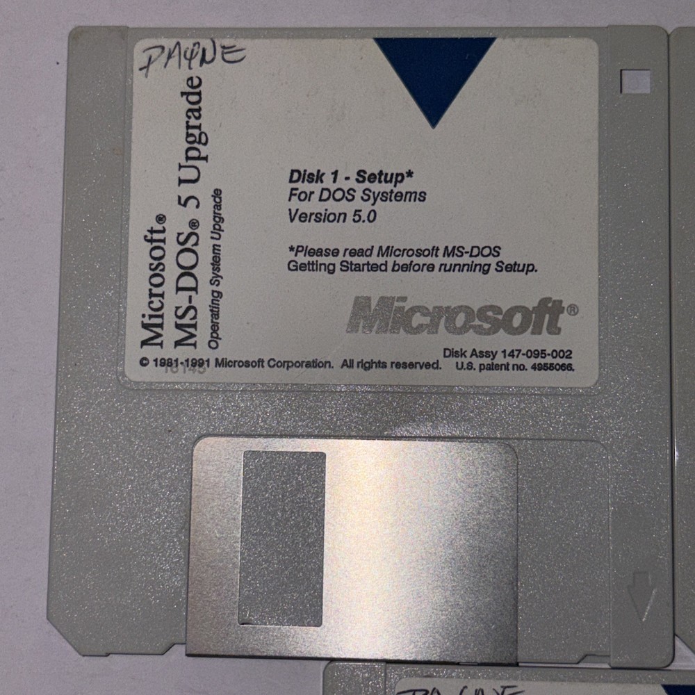 Microsoft MS-DOS 5 Upgrade 3 Floppy Disk Set 1991