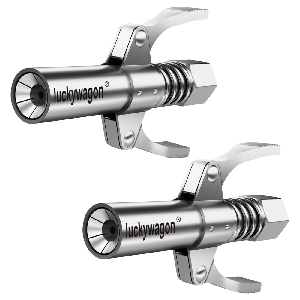 luckywagon Grease Gun Coupler Pro Version - 2 Pack, Silver