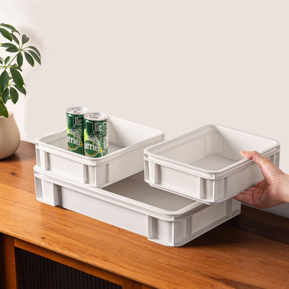 Plastic Storage Bins, Straught Wall Handled Storage container Tote ,Space-Sav...