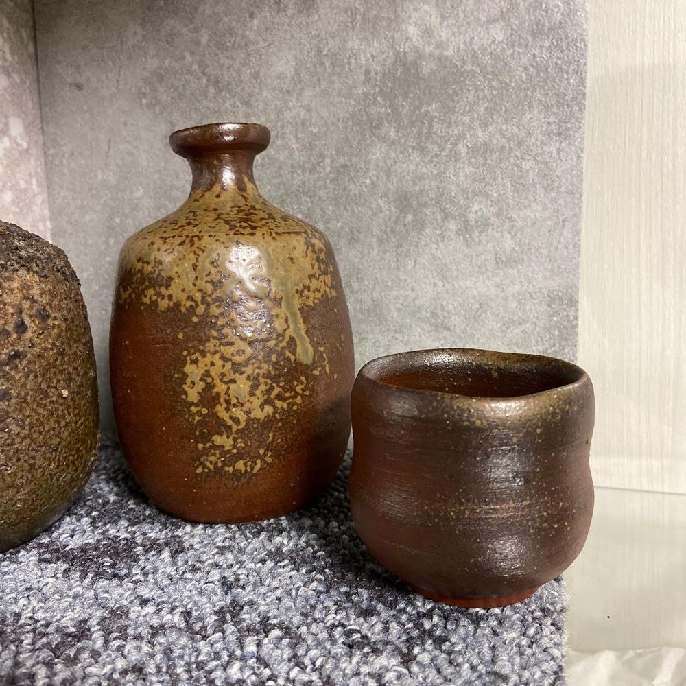 Bizen ware sake set Y sake bottle sake cup