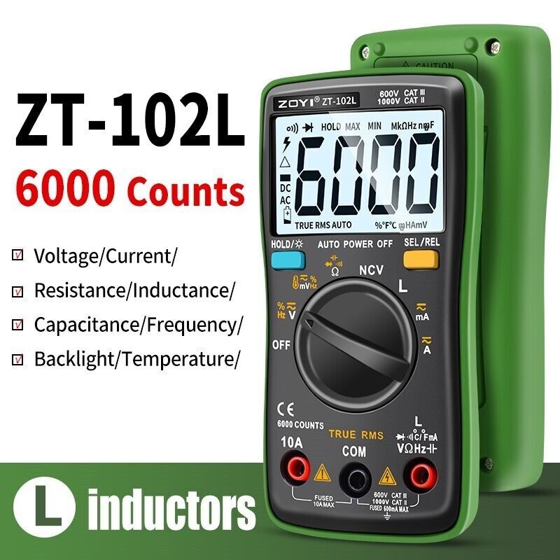 Digital Multimeter LCD 6000 Auto Range T-RMS Current Voltage Inductance Tester