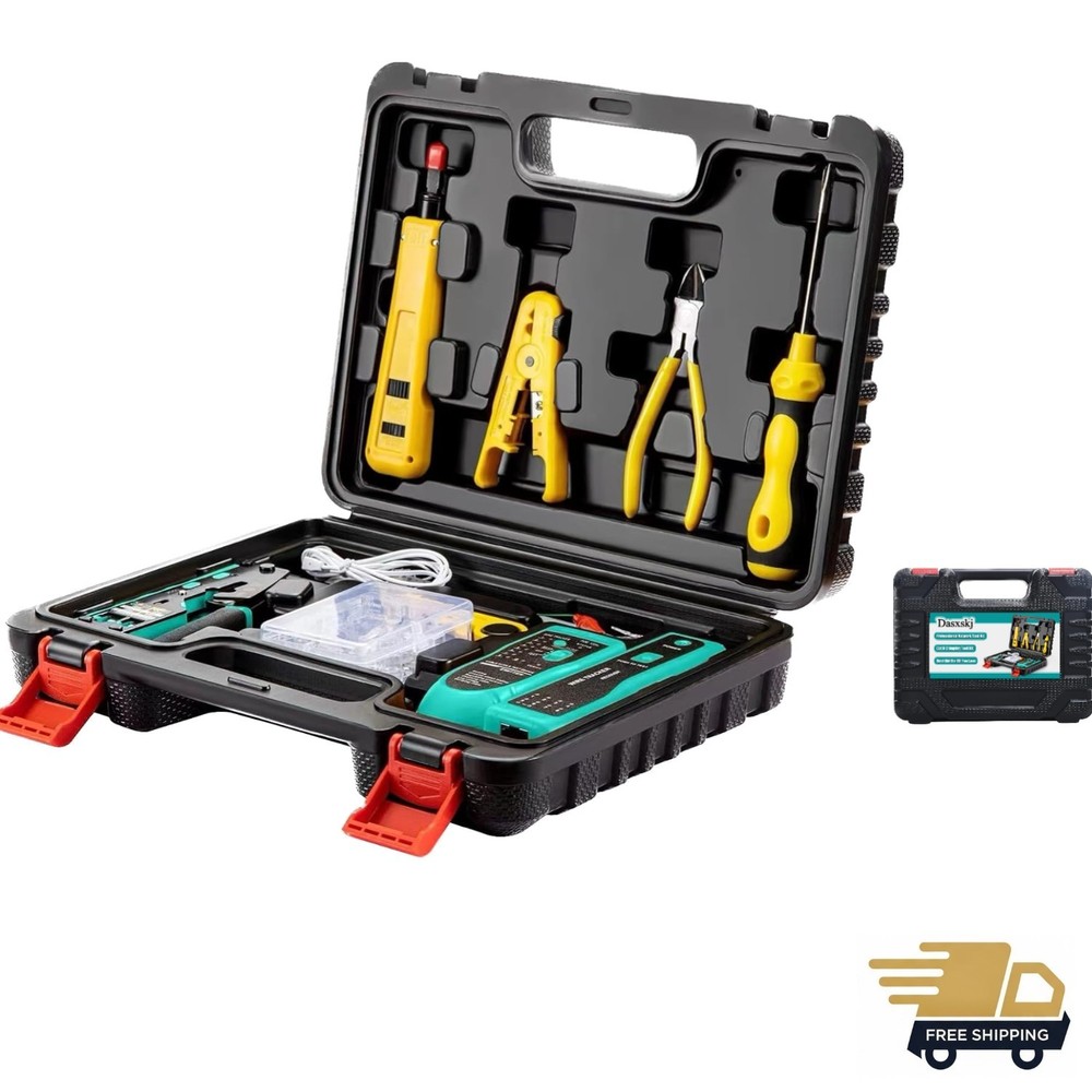 Multi-Functional RJ45 Crimp Tool Kit with Pass Through Crimpling & Tracker